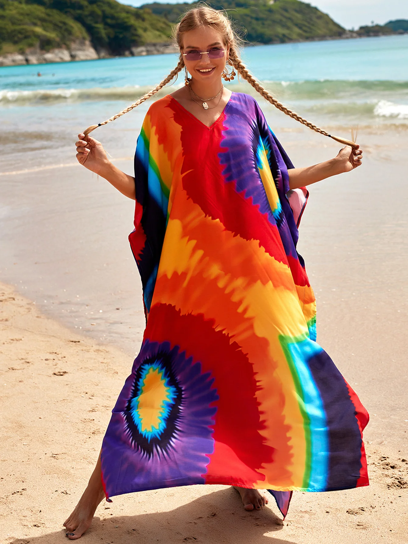 Women Beachwear Long Beach Coverups Kaftan Casual Caftan