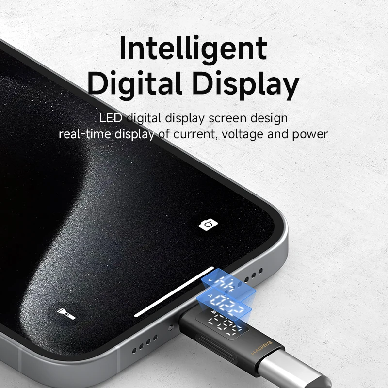 Hagibis 240W USB C Adapter with LED Display USB4 PD Fast Charging Type C Connector 80Gbps 8K Video Power Current Voltage Display