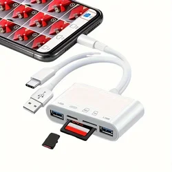 Universal 5 - in - 1 Memory Card Reader and USB Adapter (White)