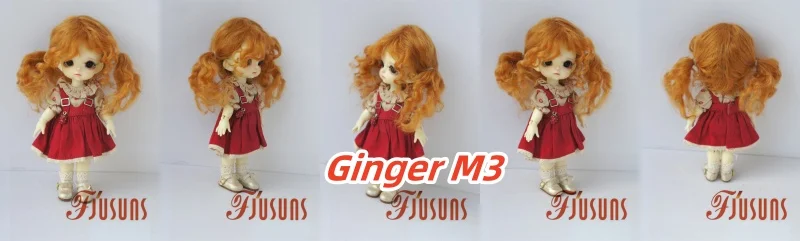 Fjusuns  JD816 Full Sizes  Soft Messy Baby Curly Twins Pony Mohair BJD Doll Wigs