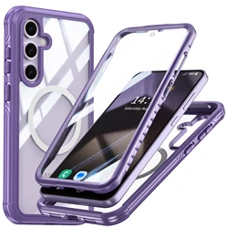 Shockproof Magnetic Clear Case with Screen Protector - Anti - vibration & Dustproof Shield Cover - Galaxy S26+ (Purple)