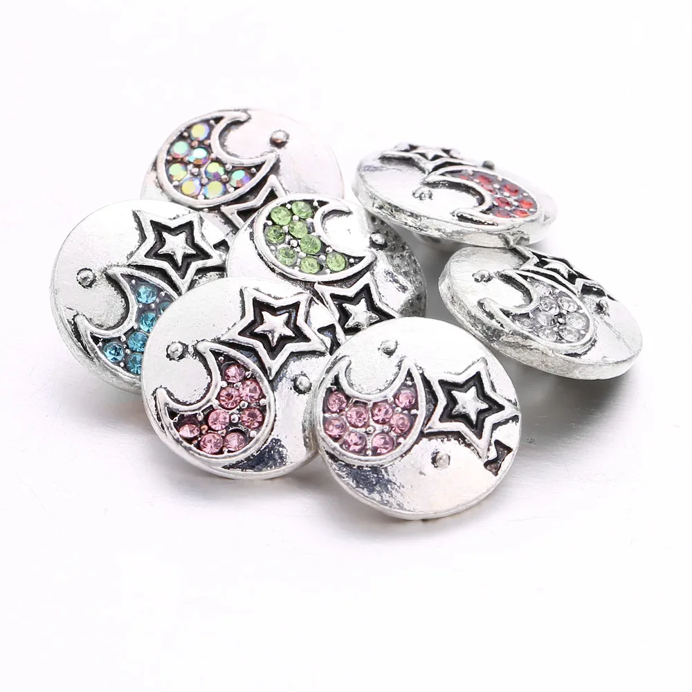 

30pcs Snap Jewelry Vintage Star Moon 12mm Metal Snap Buttons for DIY Interchangeable Snap Button Bracelet Necklace ACC