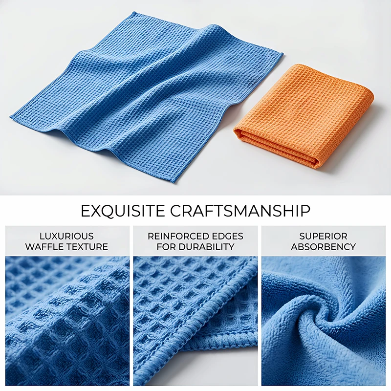 Ryekew Autoreinigungstuch – Superabsorbierendes Autotuch, streifenfreies Glastuch, Waffelgewebe-Handtuch – Detail 5