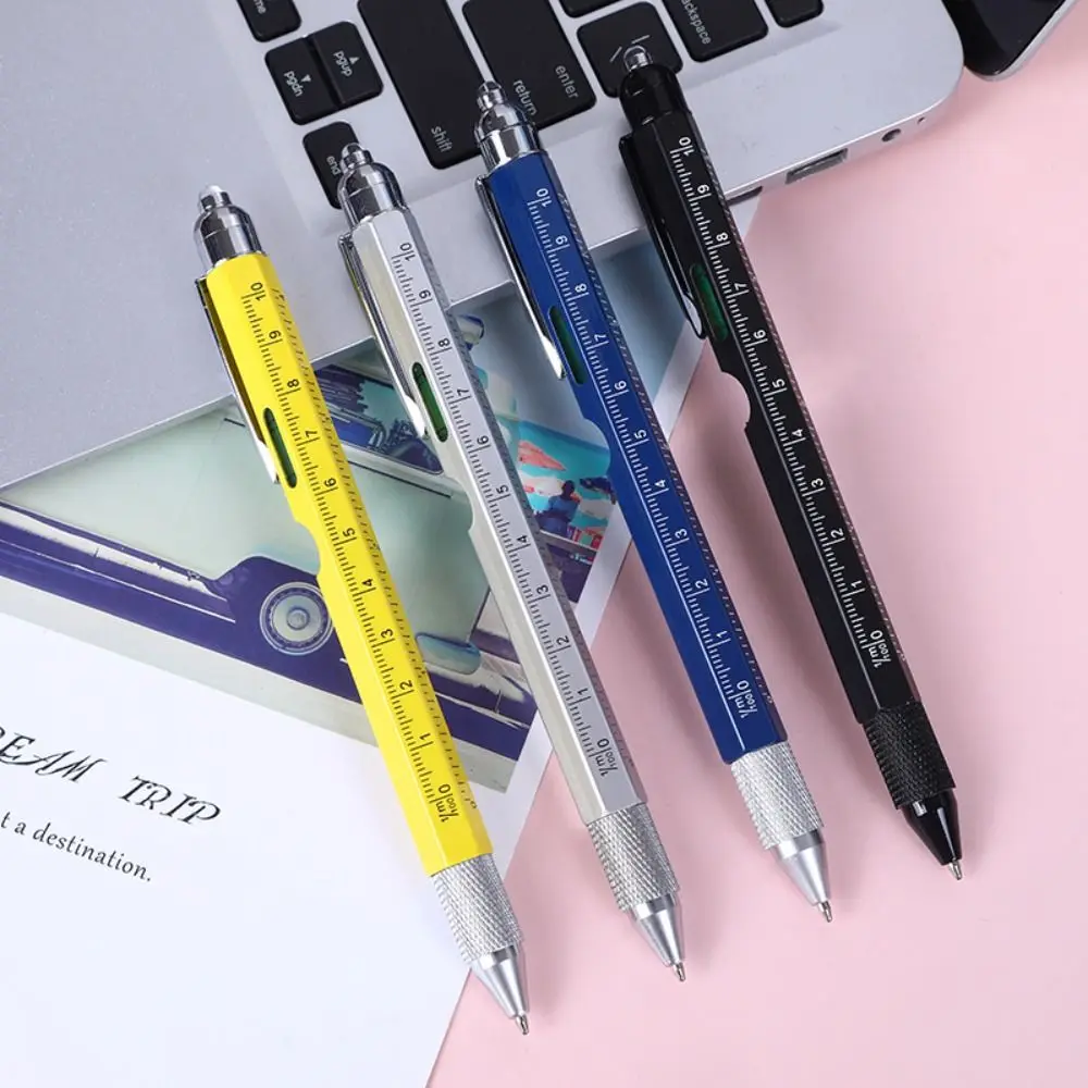 Metall-Multifunktionsstift 9-in-1 Mit LED-Licht Wasserwaage Schraubendreher Lineal Outdoor-Werkzeugstift Holzbearbeitungsstift – Detail 11