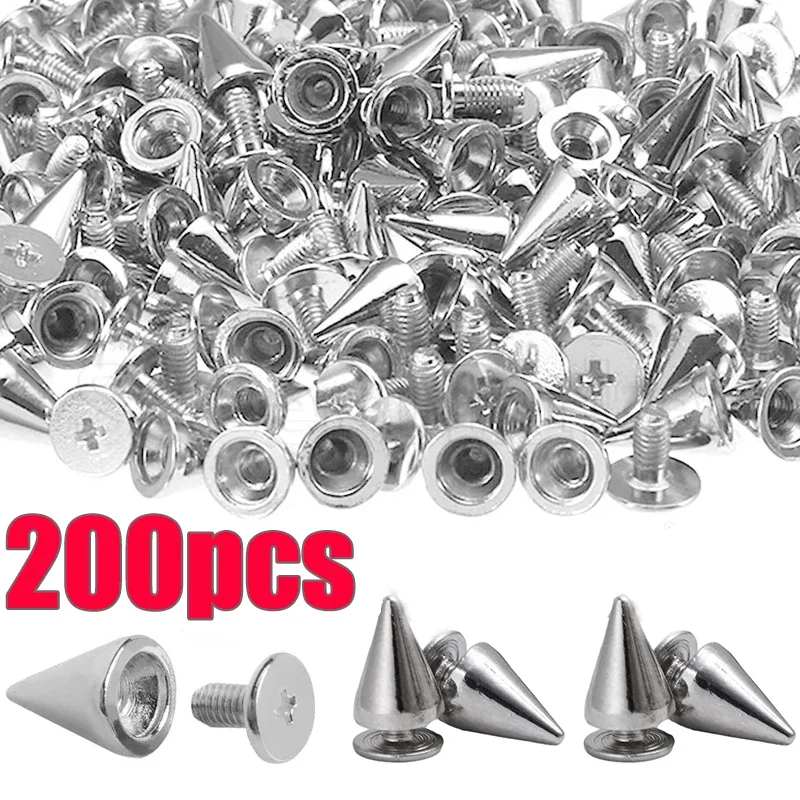 

10-200pcs Silver Rivets Cone Studs Decoration for Clothes Metal Spikes Double Cap Rivet Stud Round Nail DIY Shoes Accessories