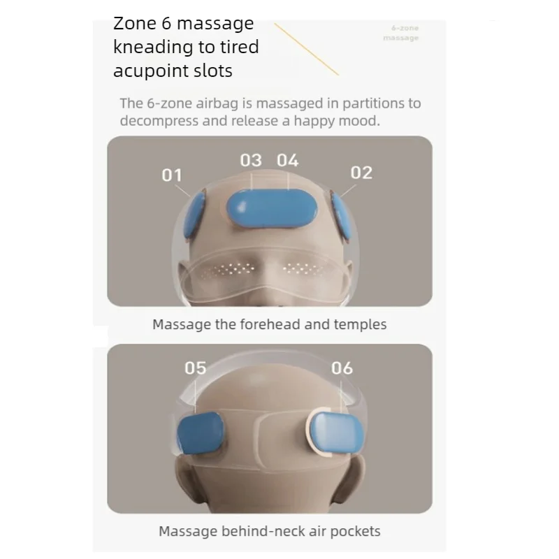 Head Massager Machine Electric Decompression Sleeper Soul Extractor Scalp Eye Hot Compression Rechargeable Simulation Massage