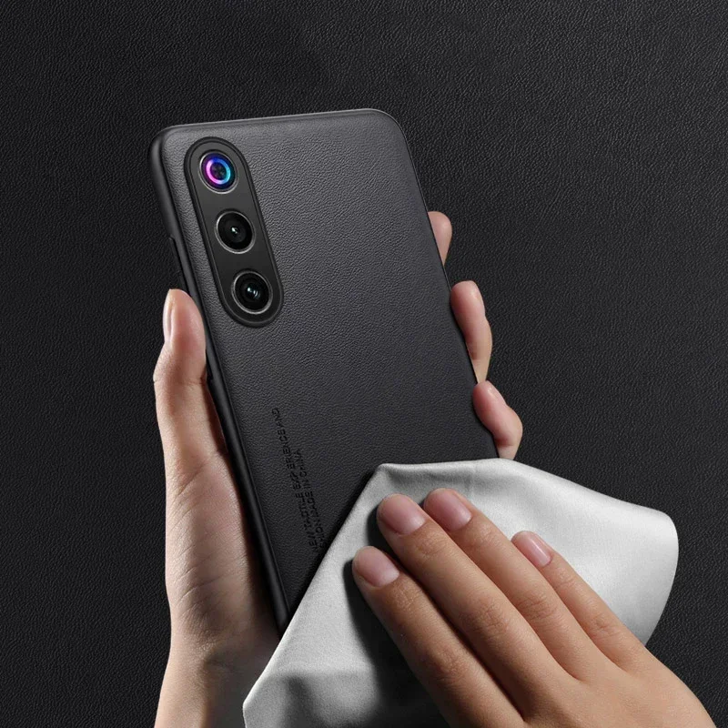 Luxury Soft Leather Back Phone Case with Silicone Protection