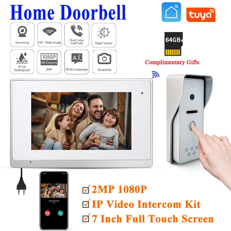 

Factory Price Smart Door Phone Tuya Wifi Doorbell Camera Ac Power Scene Go home Leavehome Sleep Photo and Video Records, SD card