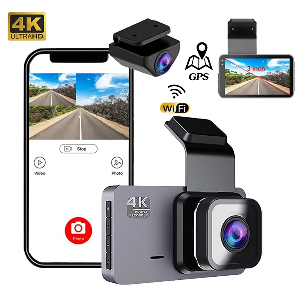 4K Dash Cam For Cars Front and Rear view camera for vehicle WiFi car camera  Reverse image car accsesories Car DVR Dashcam - AliExpress