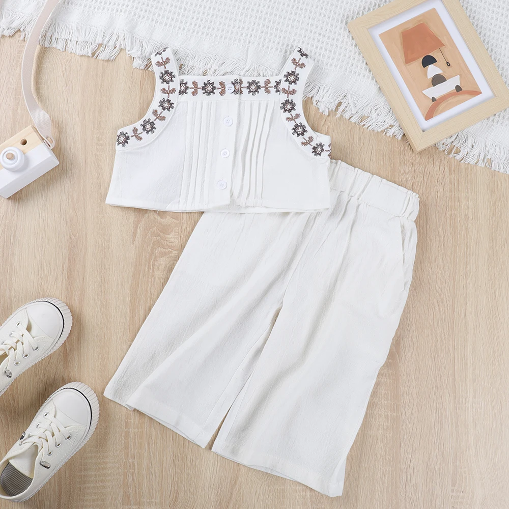 Menoea 2PCS Baby Girls Clothing Sets Summer Embroidery Kids Girls