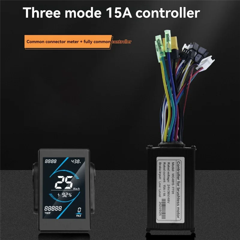 Well Made-36V 48V 15A 브러시리스 컨트롤러 T5S LCD 디스플레이 미터 + 전기 스쿠터 전자 자전거 수리 키트 용 130X 스로틀 키트