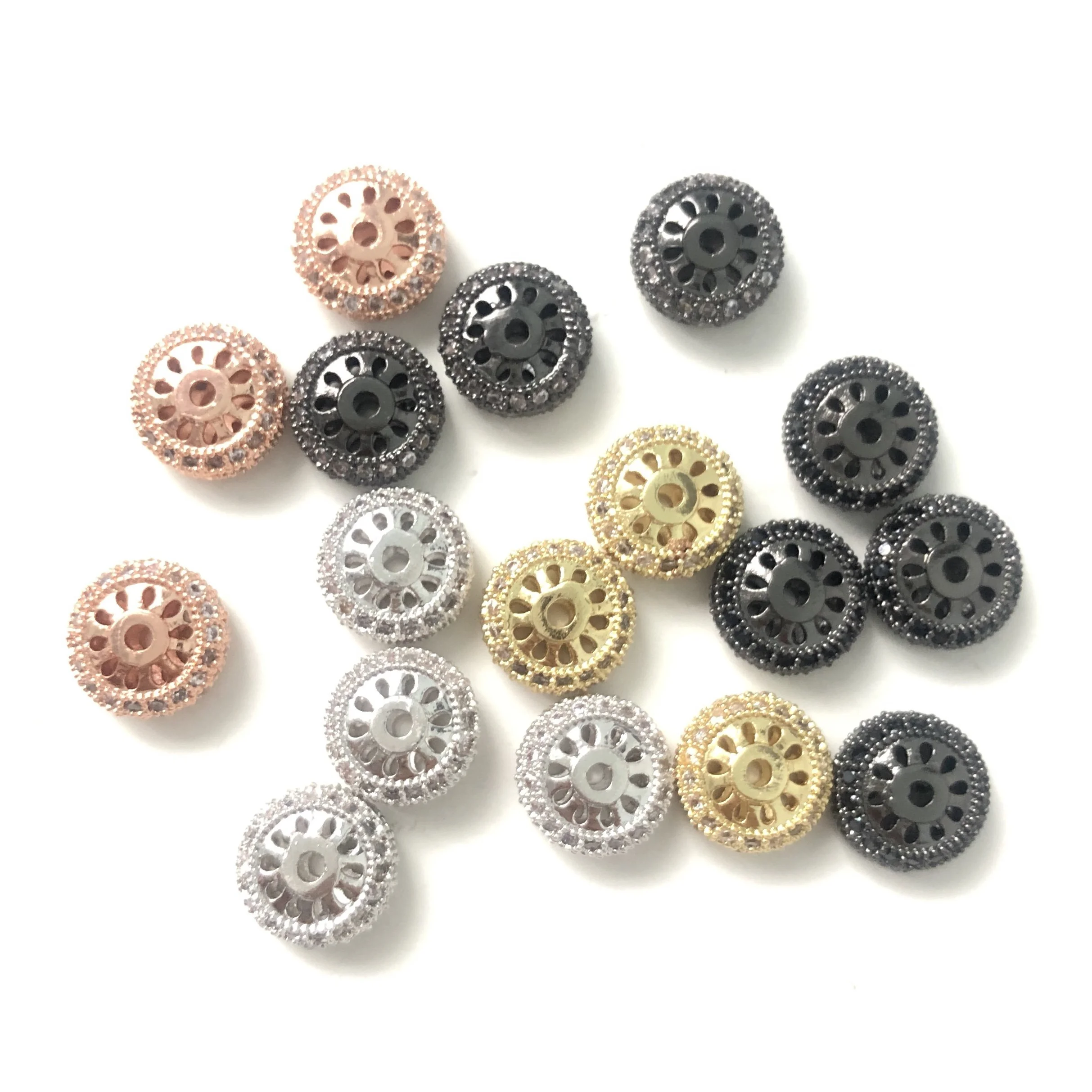 10 teile/los Zirkonia Pflaster Räder Form Abstand halter Perlen Frauen Schmuck Armbänder machen DIY lose Perlen Taille Zubehör liefern