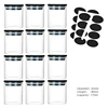 Round Glass Storage Jars, Black Bamboo Cover, Sealed Glass Bottle, Kitchen Seasoning Tank, 175ml, 12 Units 1