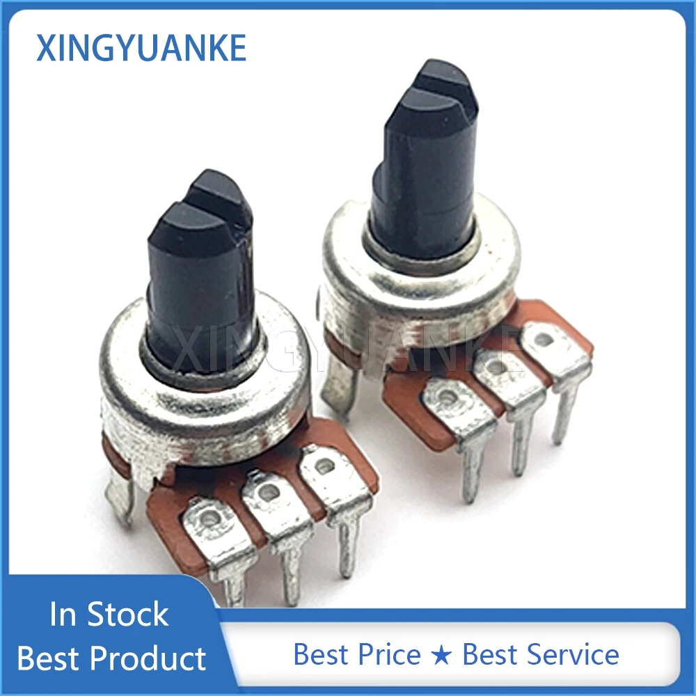 Rotary Potentiometer R1212 Vertical Single B5K B10K B20K B50K B100K Power Amplifier 3-Pin Half Shaft Length 10MM 5PCS