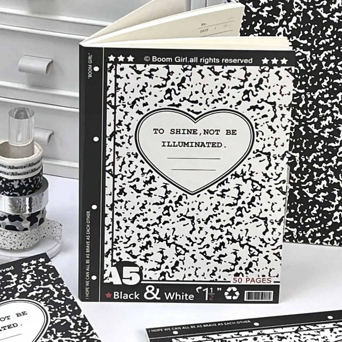 

IFFVGX A5 50 Sheets Notebook Kawaii Ins American Style Marble Checkered Lines Portable Planner Retro Coil Student Schedule