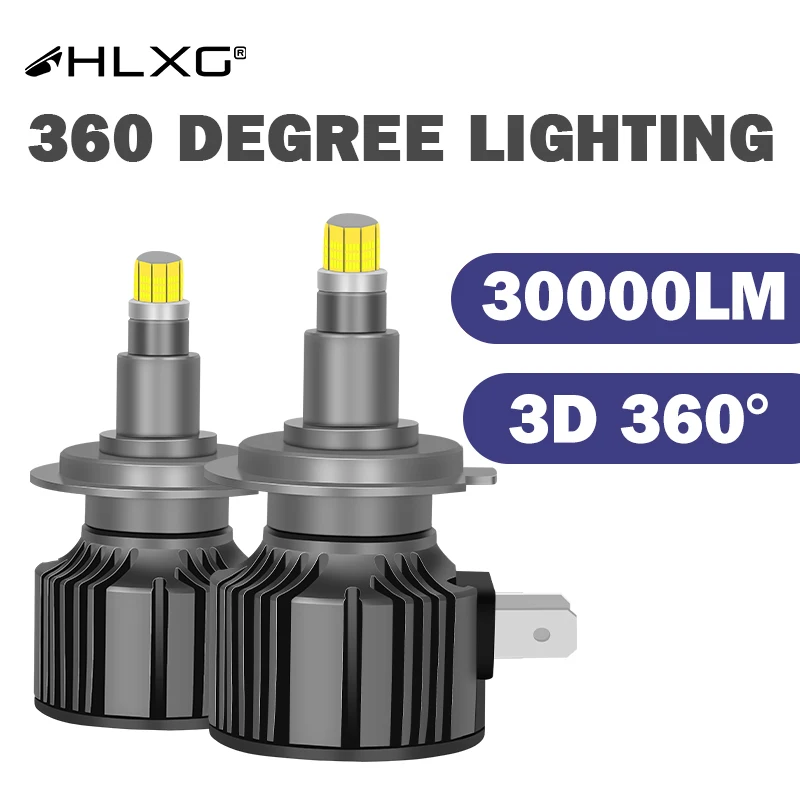 H7 Led Canbus 360 H11 H1 H4 90000lm 320w Ampoules de phare de voiture Hb3  Hb4 9012 9005 9006 D2s Led Brouillard Lampe 6000k Hlxg