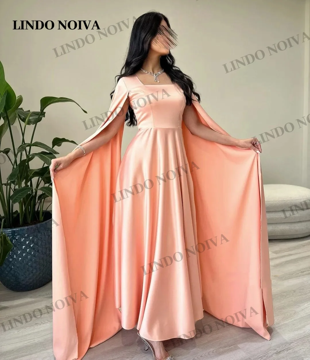 

LINDO NOIVALong ТРАПЕЦИЕВИДНОЕ платье для выпускного вечера с рукавами-фонариками и квадратным вырезом платье для вечеринки на день рождения выпускного вечера на молнии сзади для гостей свадьбы 2024