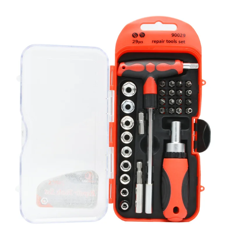 Aluminium Hand Tool Set Box Storage Case Package Tool Sets Torque Ratchet  Wrench Bit Socket 1/4 Impact Set Tool Kit 46pcs wrench socket set hardware spanner screwdriver ratchet wrench set kit car repairing tools combination hand tool sets