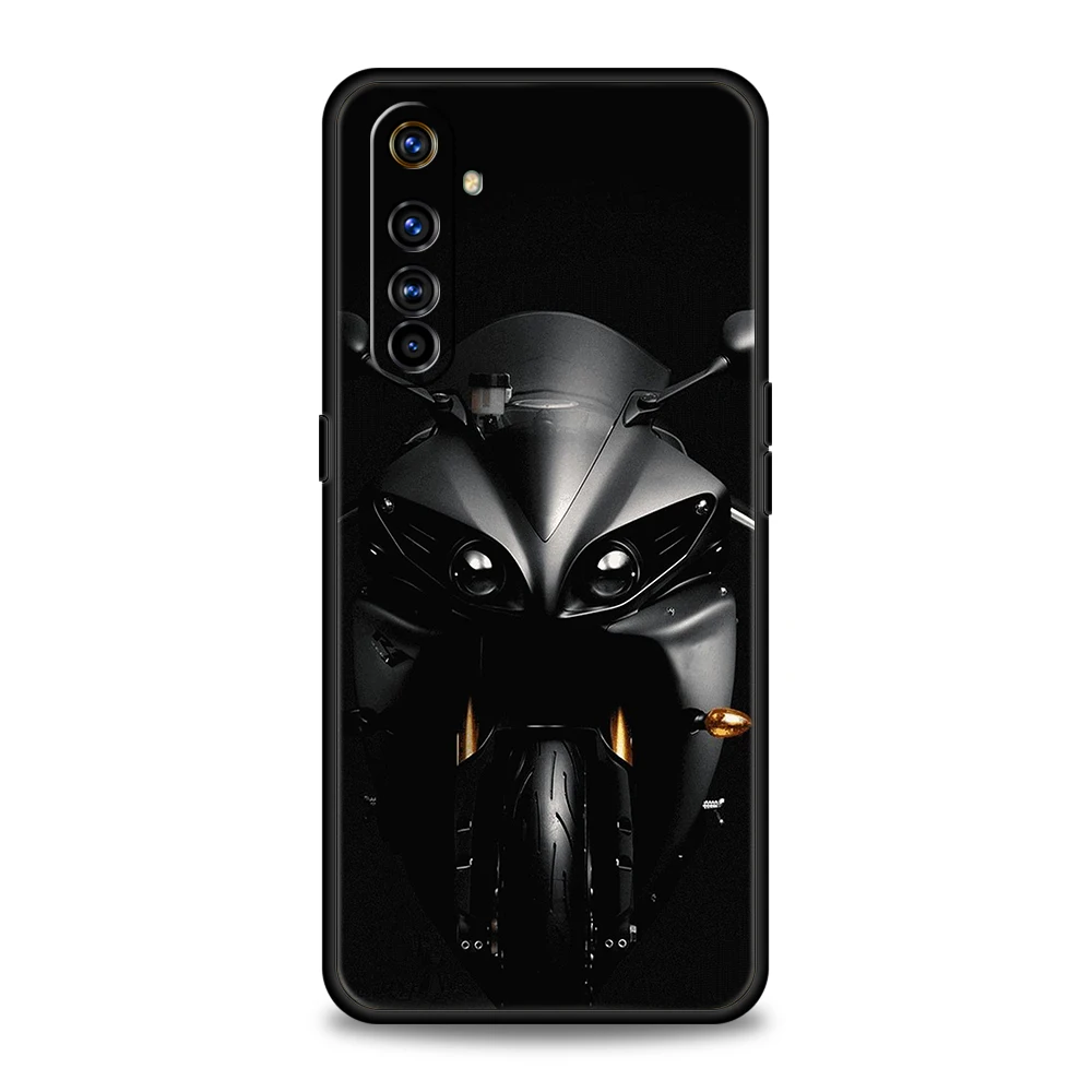 Sleek Black Motorcycle Sports Car Soft TPU Phone Cover