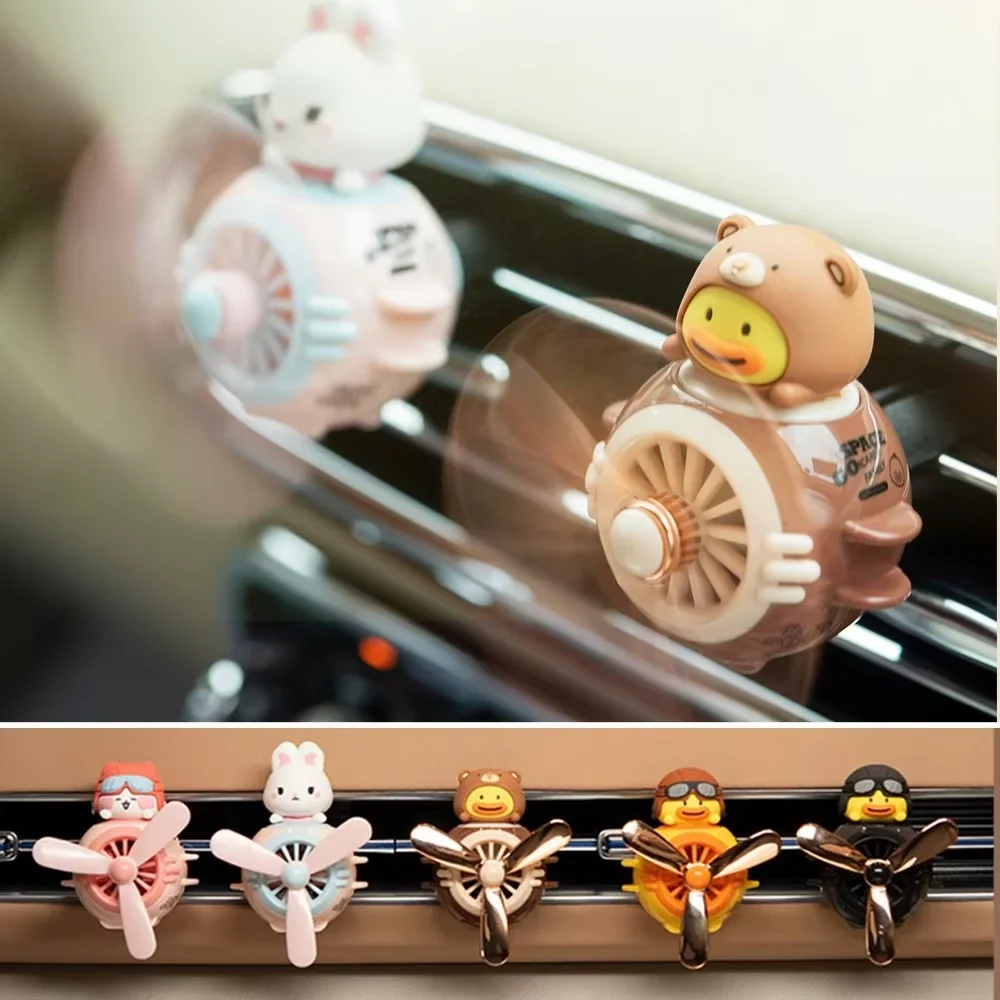 Rotating Airplane Pilot Bear Car Air Fresheners Accessories Interior Decorations Fan Vent Clips Perfume Fragrance Diffuser Aroma