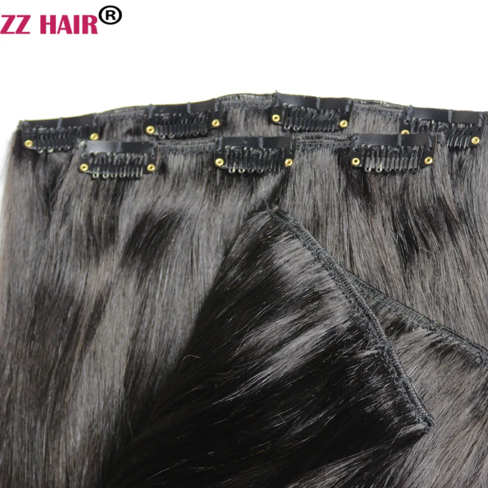 Clips In Human Remy Hair Extensions 6Pcs Set 200g-220g 16"-26" Full Head Straight Natural
