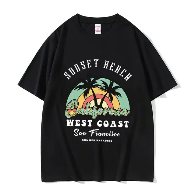 Sunset Beach Summer Paradise Print T-Shirt: Embrace the California West Coast Vibes!