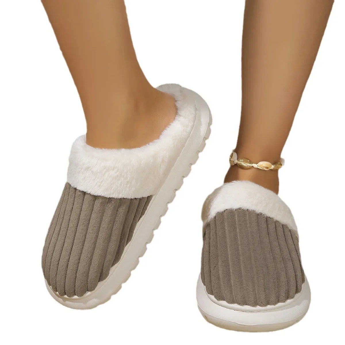 2025 New Winter Soft Women's Indoor Anti Slip Fluffy Slippers, Bedroom Warm Plush Slippers, Women's Home Casual Cotton Shoes