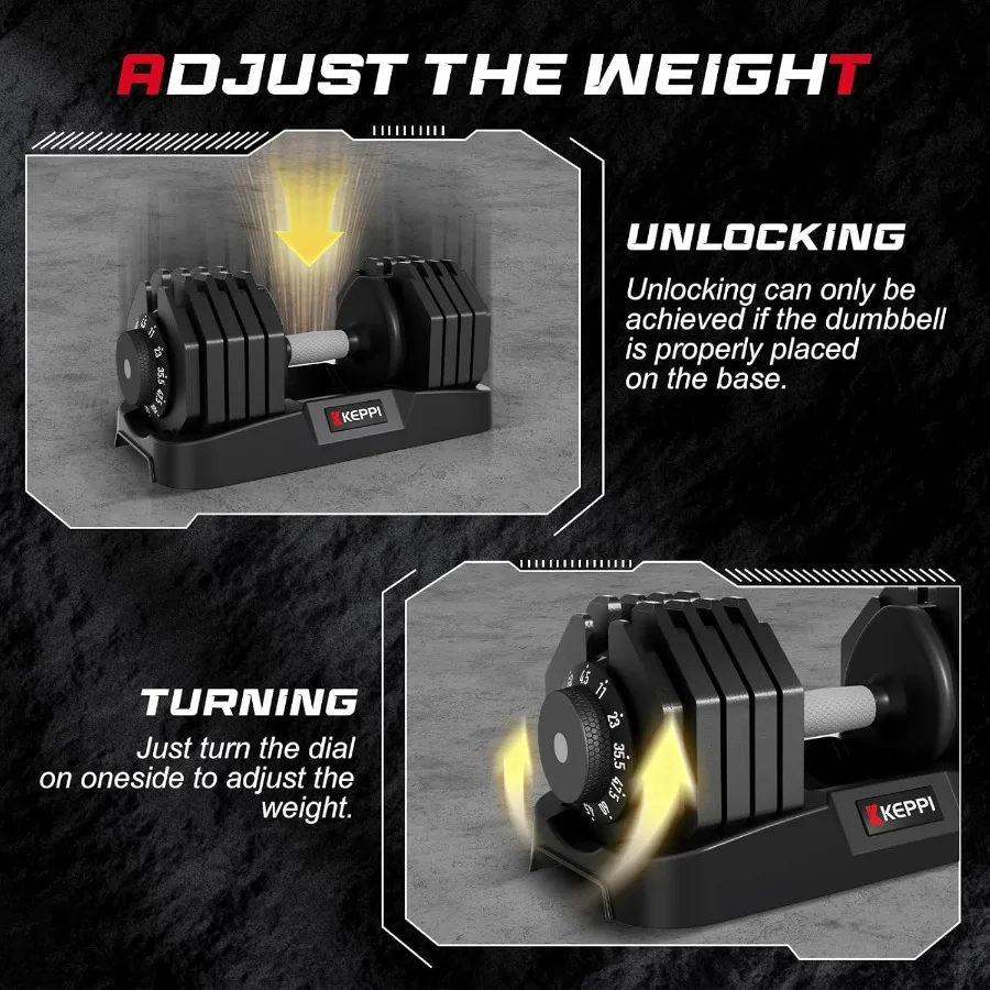 Adjustable Dumbbells Set-60lb, Anti-Slip Metal Fast Adjust Weight Handle, Exercise & Fitness for Full Body Workout - Adjustable