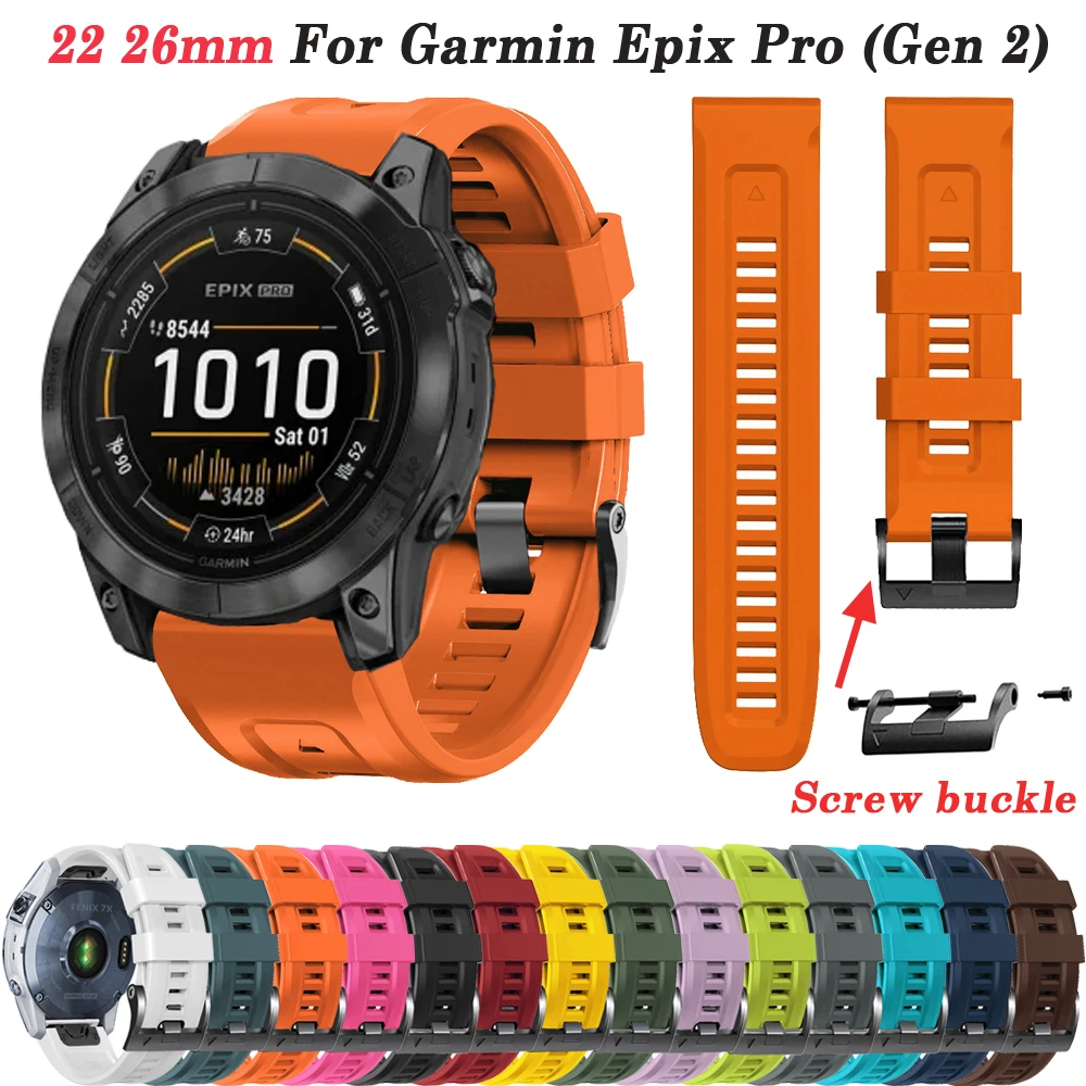 Cinturino In Silicone Ufficiale A Vite 22 26Mm Per Garmin Epix Pro (Gen 2) 47Mm 51Mm Smart Watch Quickfit Epix Gen 2 Braccialetti