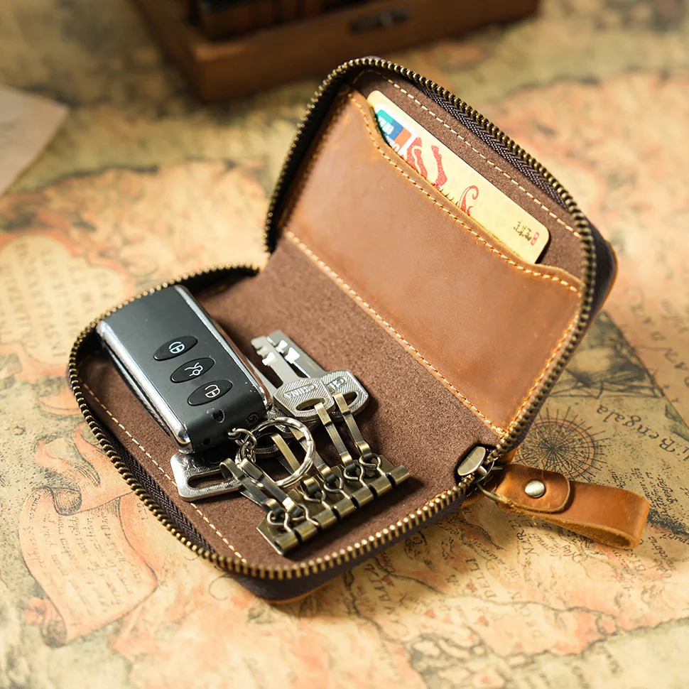 Zipper Key Holder Wallet Car Key Protector Bag Credit Card Case Multifunction Money Wallet Coin Purse