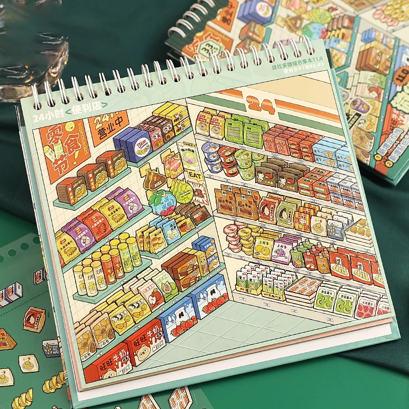 Mr.Paper 33Pcs 미니어처 장면 스티커 북 3D 하우스 풍경 스티커 DIY 공예 저널 스크랩북 콜라주