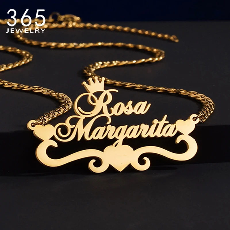 

Stainless Steel Custom Name Necklace Pendant Gold Color 5mm NK Chain Personalized Nameplate Necklaces for Women Men Jewelry Gift