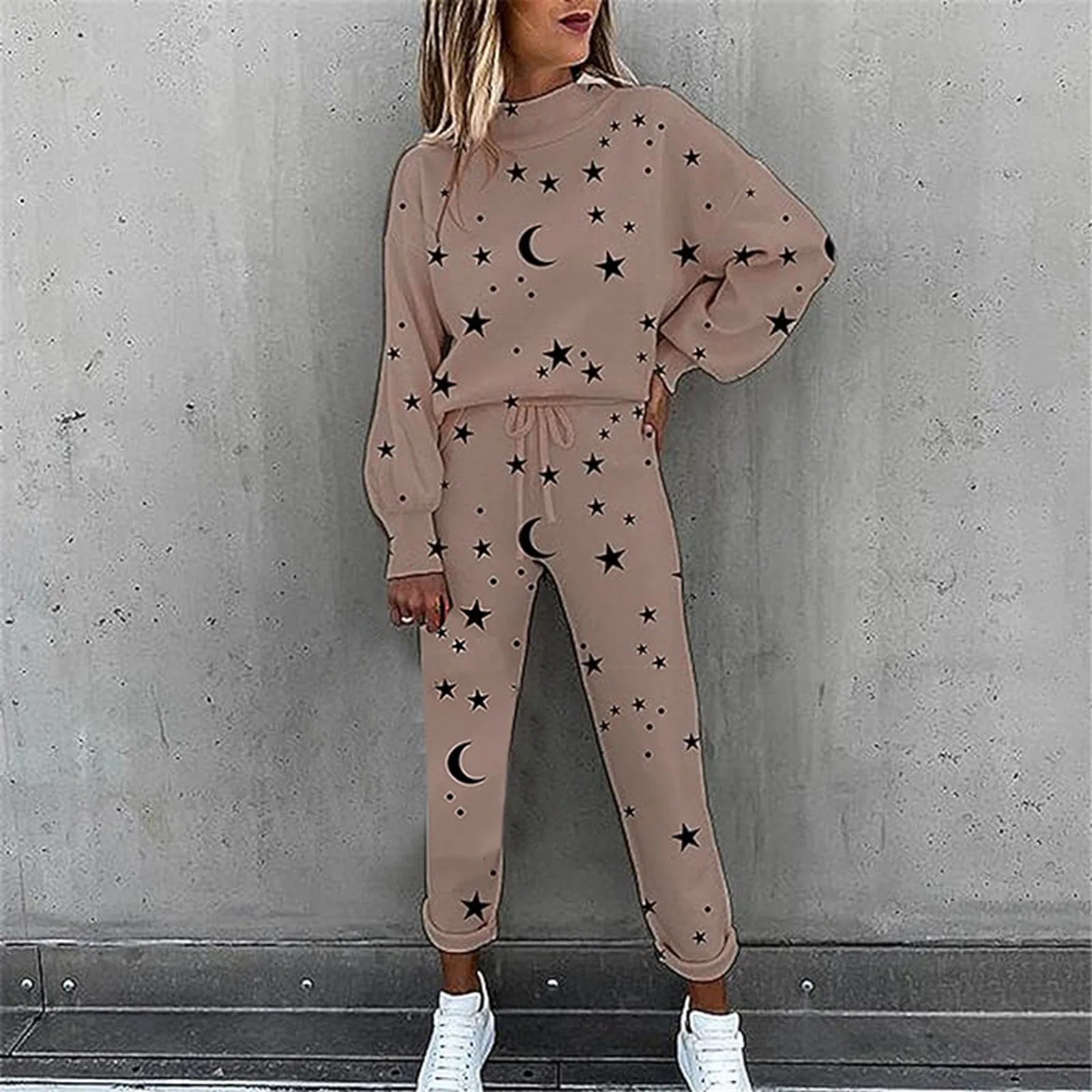 

Sweatshirt+ Leg Pants 2 Piece Set Women Tracksuit Winter Autumn Sports Tie Dye Star Print Casual Trousers Suit Female Outfit New