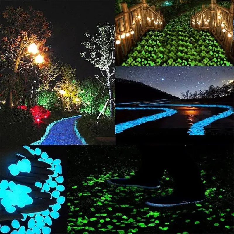 Glowing Garden Glowing Stone in Dark Pebble Garden Path Aquarium Landscape Decorative Stone 100Pcs