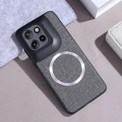 Magnetic TPU + PC Anti-Slip Ultra-Thin Woven Textile Cloth Pattern Phone Cover for Moto Edge 50 Neo (Grey)