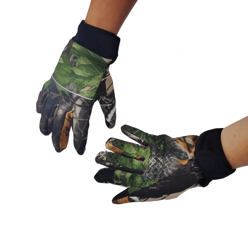 Winter Elastic Camouflage Hunting Gloves Full Finger Men Gloves Outdoor Sport Camo Airsoft Fishing Shooting Anti-Slip