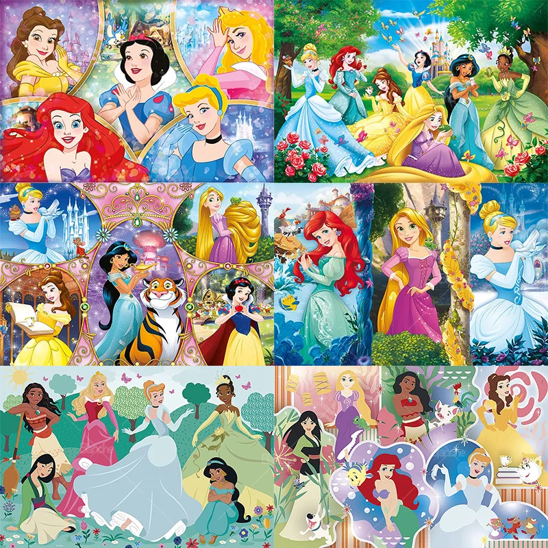 Disney Princess Meeting Beautiful Dress Pictures Puzzles 300 500 1000Pcs Art Paper Jigsaw For Girls Kids Teen Friend Gifts Toy