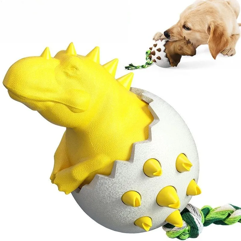 

Dinosaur Egg Shape Dog Toys Interactive Chewing Toy For Large Dogs Bite-resistant Rubber Funny Toy Cleaning Teeth Ball