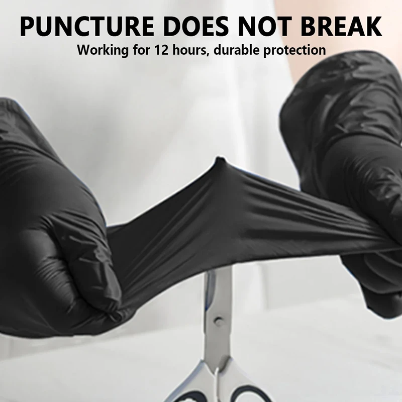 Black Nitrile Disposable Gloves - Latex-Free, Textured, Multi-Purpose Gloves for Home, Cooking, and Auto Use