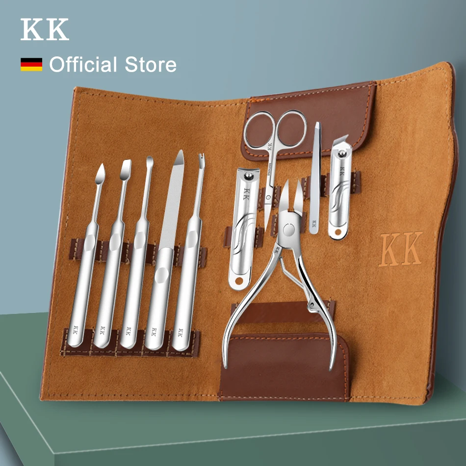 kk-10-in-1-manicure-tools-nail-clippers-set-stainless-steel-nail-cutter-professional-full-function-pedicure-kit-foot-hand-care