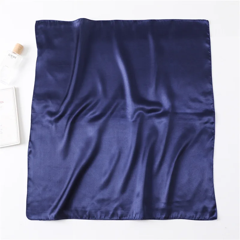 Luxus Solide Quadrat Schal Für Frauen 60 cm Satin Hals Haar Krawatte Band Tasche Warp Weiche Halstuch Hijabs Kopf weibliche Foulard – Detail 8