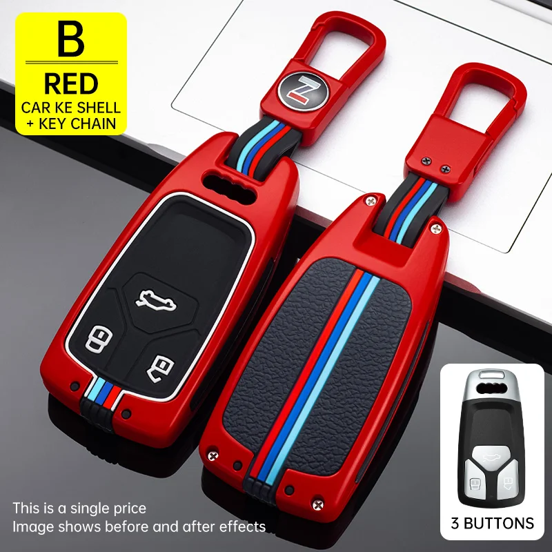 

ALLOY Silicone Car key cover case chain fob shell For Audi A3 A4 B9 A6 C8 A7 S7 4K A8 D5 S8 Q7 Q8 SQ8 E-tron 2018 2019 2020 2021