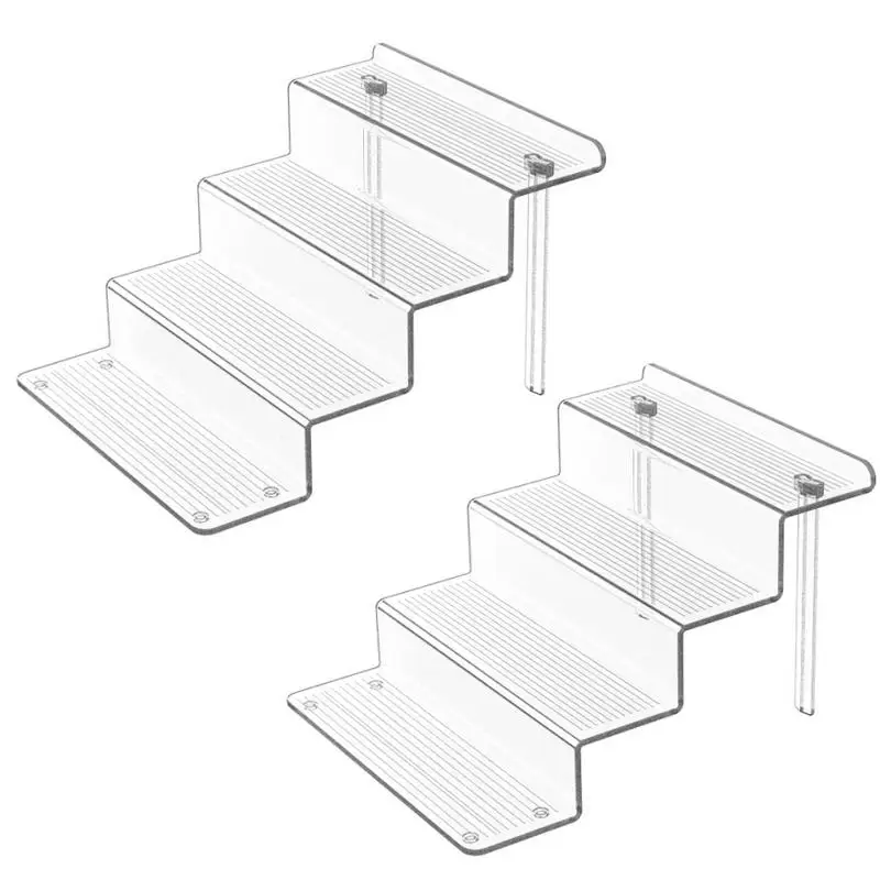 

2pcs Sturdy 4 Tier Display Riser Acrylic Display Stand Lightweight Perfume Stand Display Shelf Storage Rack Display Riser