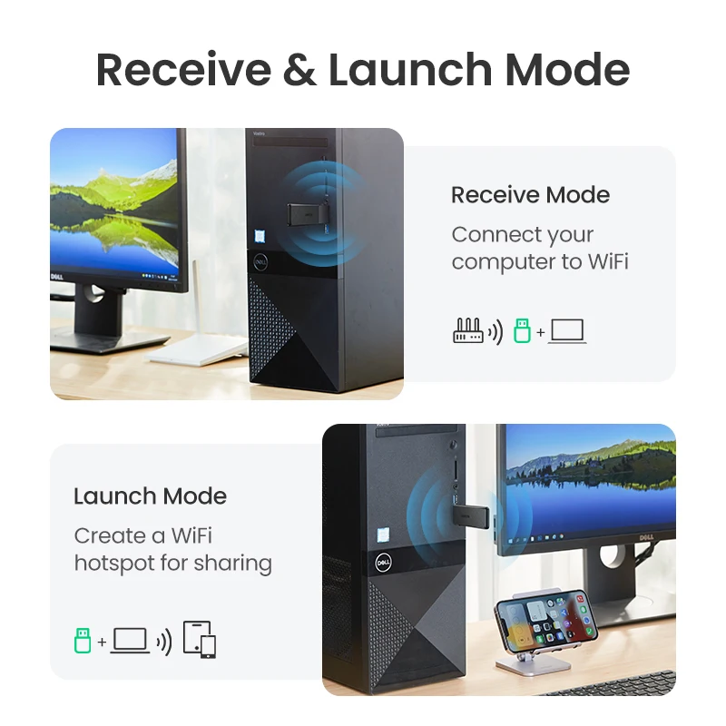 UGREEN WiFi adaptörü USB3.0 AC1300Mbps 5.8G & 2.4G çift bant USB WiFi için bilgisayar masaüstü dizüstü WiFi anten USB ethernet ağ kartı - AliExpress