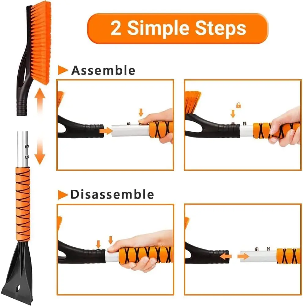 Snow Brush & Ice Scraper For Car Windshield Detachable Snow Removal Tool Ergonomic Foam Grip For Cars Trucks Suvs