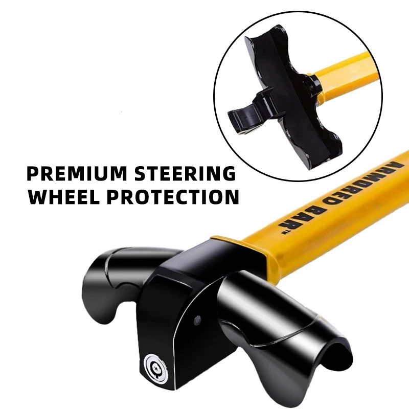 Universal Car Steering Wheel Lock With 2 Keys Security Rotating T Shaped Anti Theft Lock For Vehicle Protection