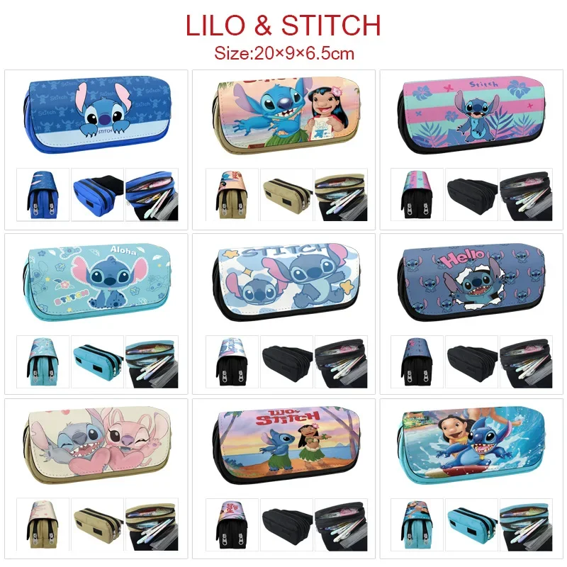 Disney Stitch Kotak Pensil аниме Kartun Kapasitas тюремный ритслинг с надписью