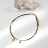 Lii Ji Natural Obsidian Tiger Eye Eagle Eye 2mm American 14K Gold Filled Charms Anklet 24+3cm