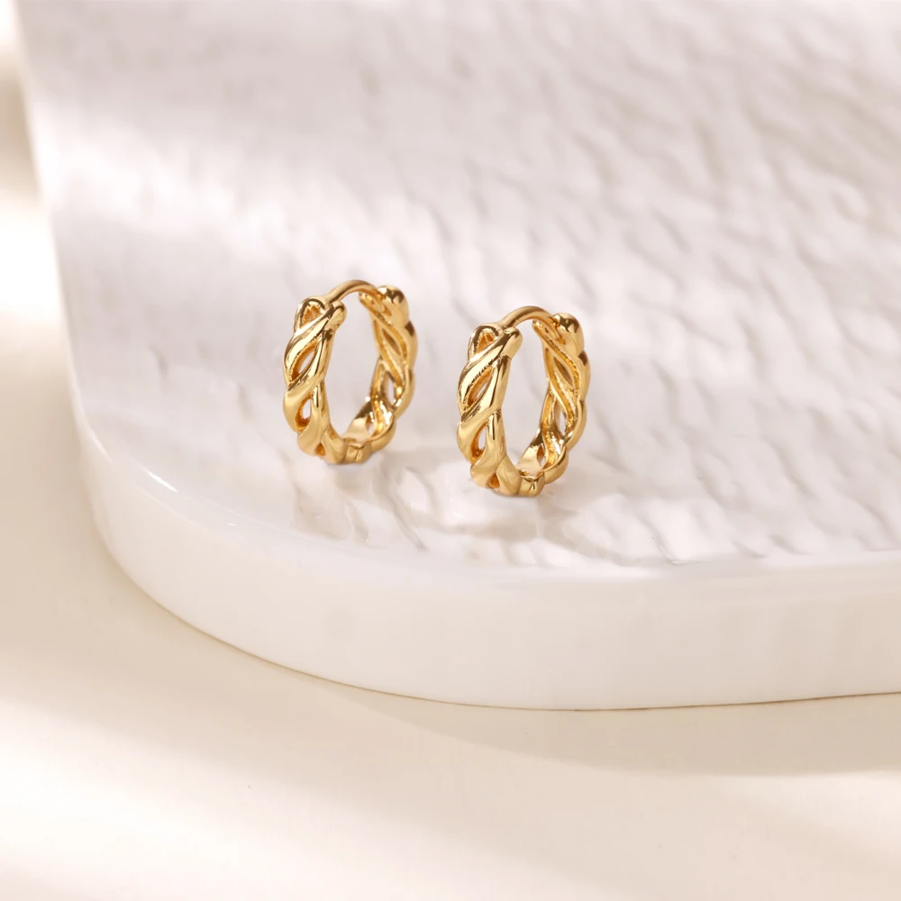 Vintage Twist-Ketten-Creolen für Damen, Edelstahl, goldfarben, geometrische Ohrringe, Trend 2026, Hochzeitsschmuck, Pendientes – Detail 4