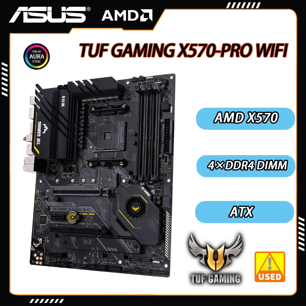 La Scheda Madre Asus Tuf Gaming X570-Pro(Wifi) Usata X570 Supporta Amd Ryzen 5 5600 4000 5000, Ddr4 5100 (Overclocking) Pci-E 4.0 M.2